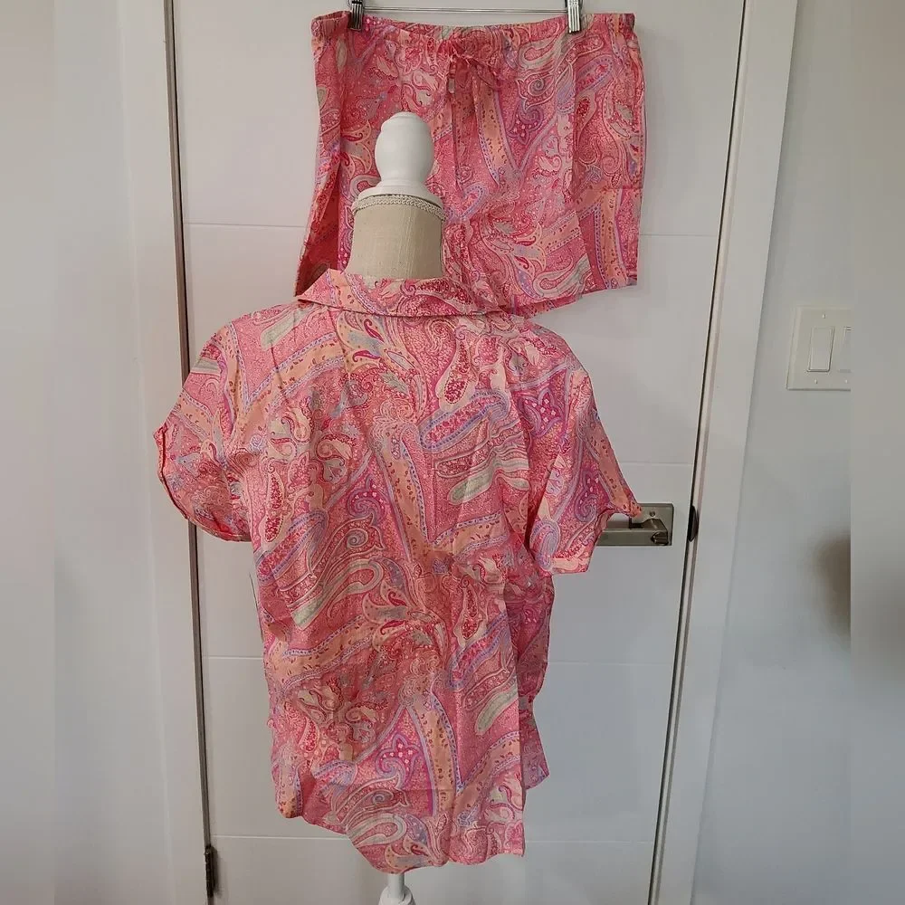Lauren Ralph Lauren Paisley Two Piece Shorts Pajama Size XL